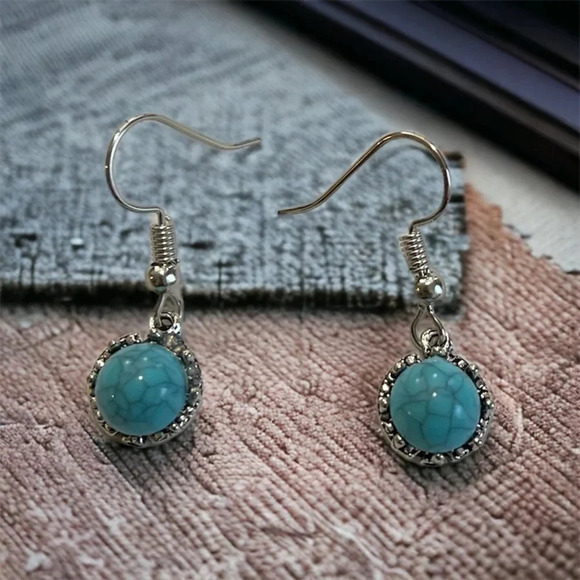 Turquoise Stone Boho Earrings - Picture 4 of 6